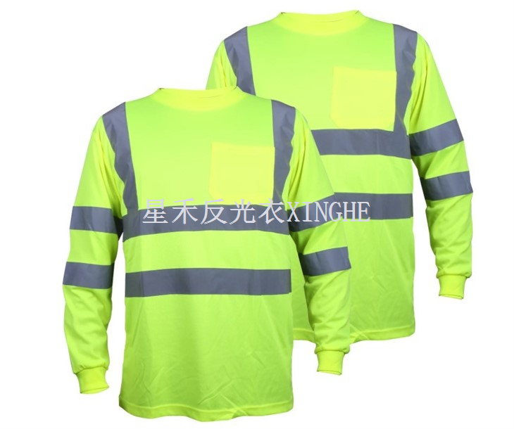 Захисна футболка Hi Vis Green із світловідбиваючою стрічкою з довгим рукавом