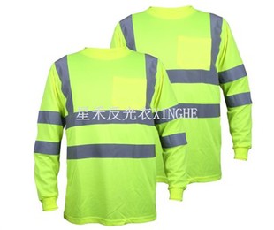 Захисна футболка Hi Vis Green із світловідбиваючою стрічкою з довгим рукавом